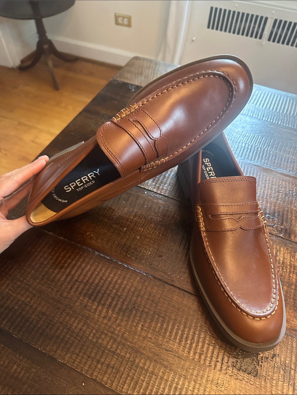 Sperry Leather Slip On Dress Shoes Brown Mens Size 11 NWOT